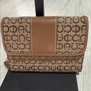 Etienne Aigner Tan and Brown Patterned Wallet